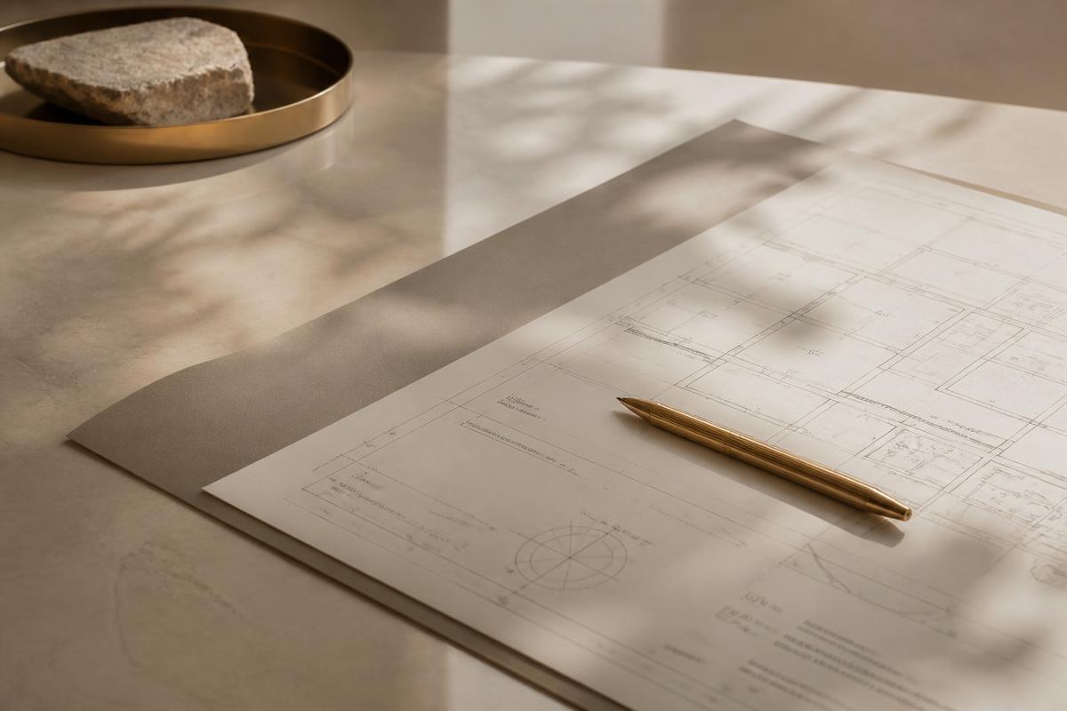 Architekturpläne auf einem Schreibtisch